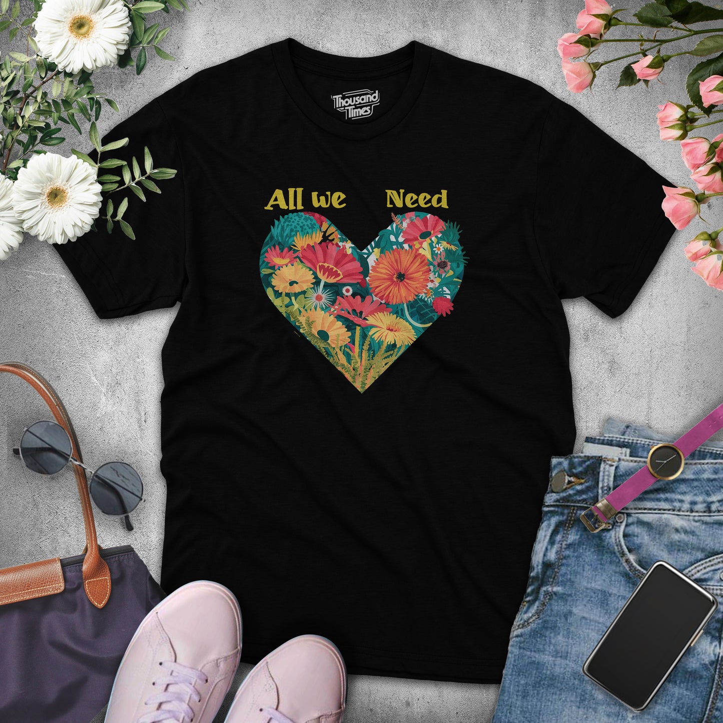 Heart Flower "All we need"  women's T-Shirt