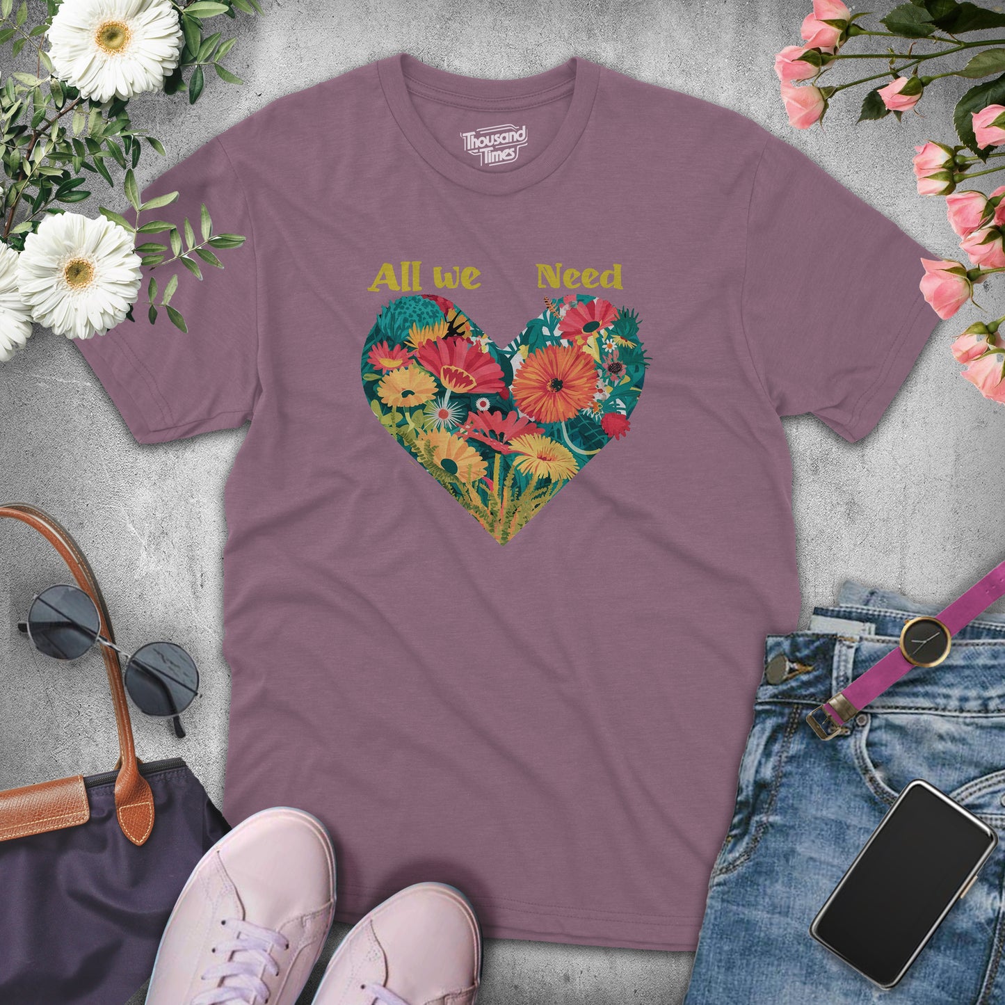 Heart Flower "All we need"  women's T-Shirt