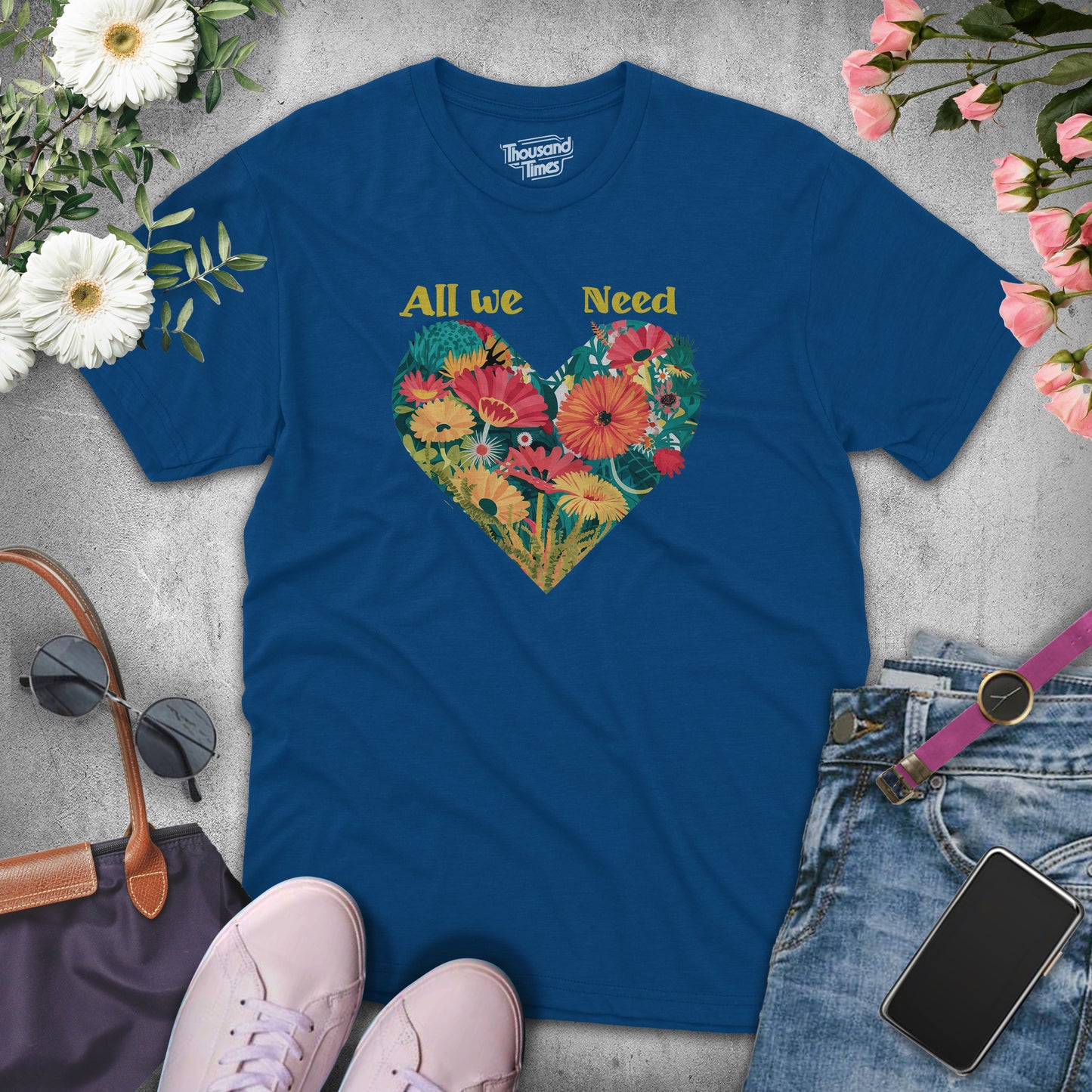 Heart Flower "All we need"  women's T-Shirt