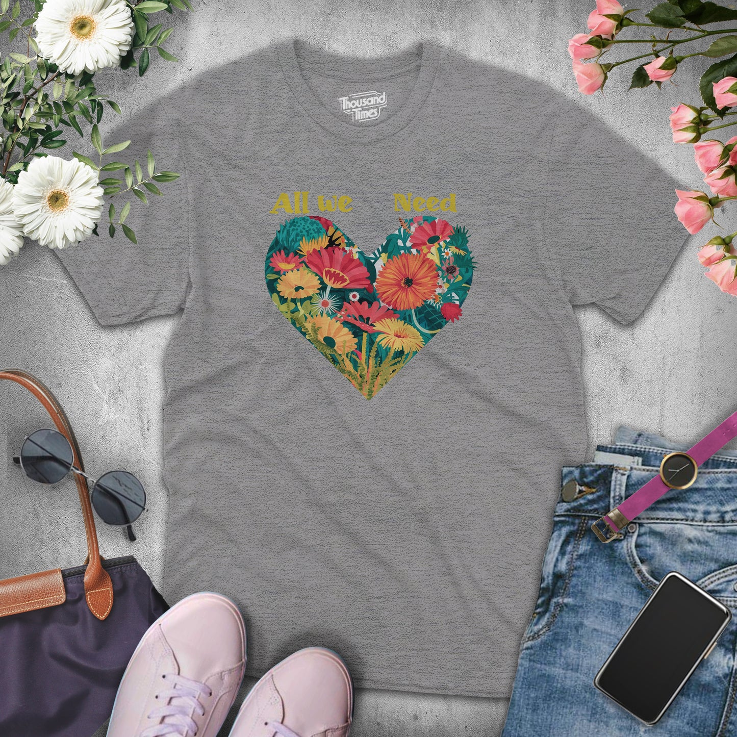 Heart Flower "All we need"  women's T-Shirt