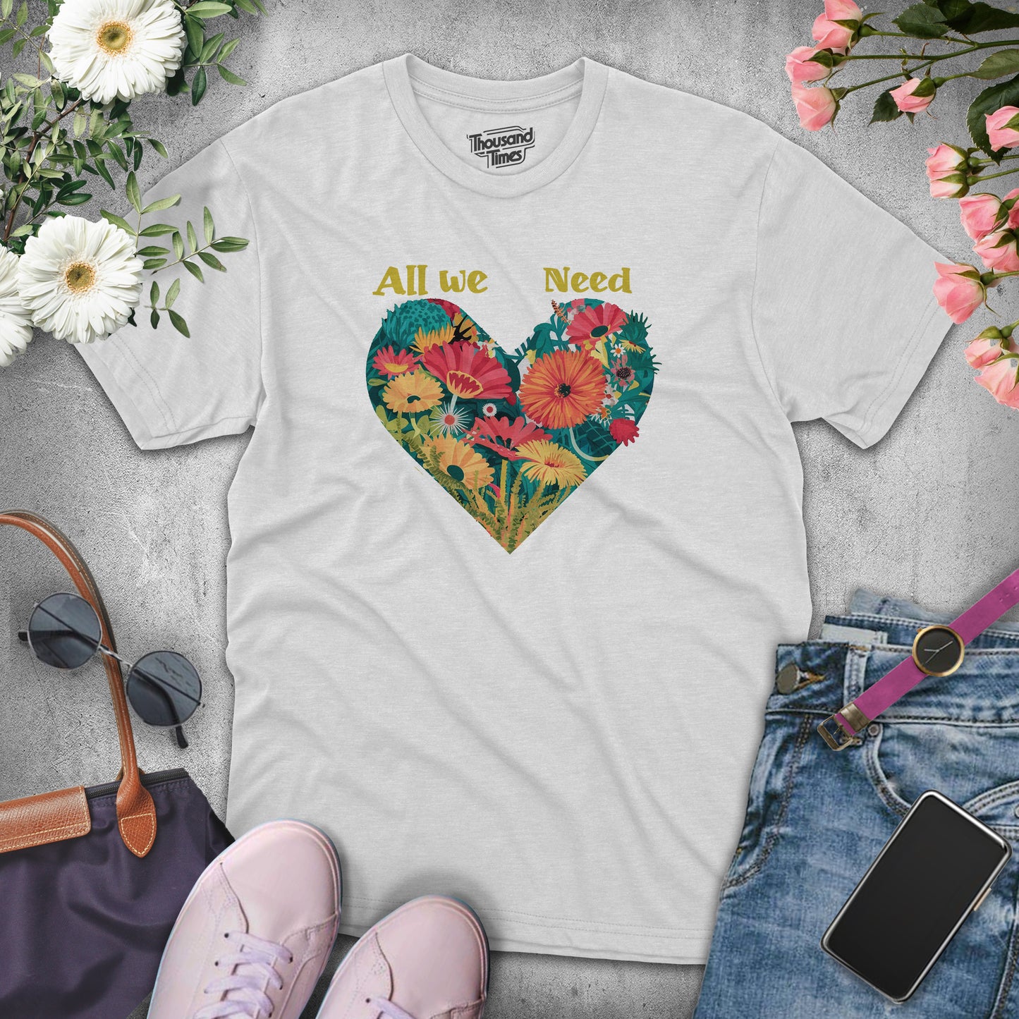 Heart Flower "All we need"  women's T-Shirt