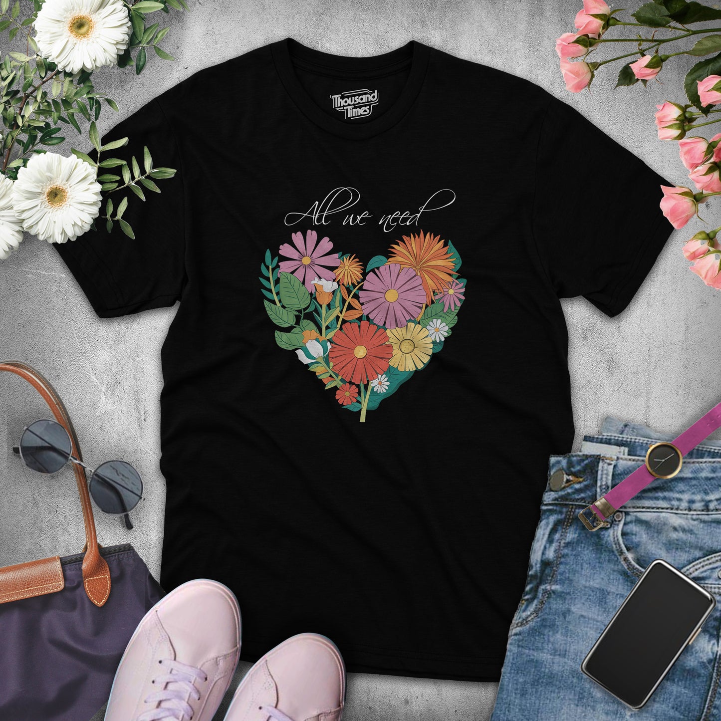 Heart Flower "All we need" women's T-Shirt