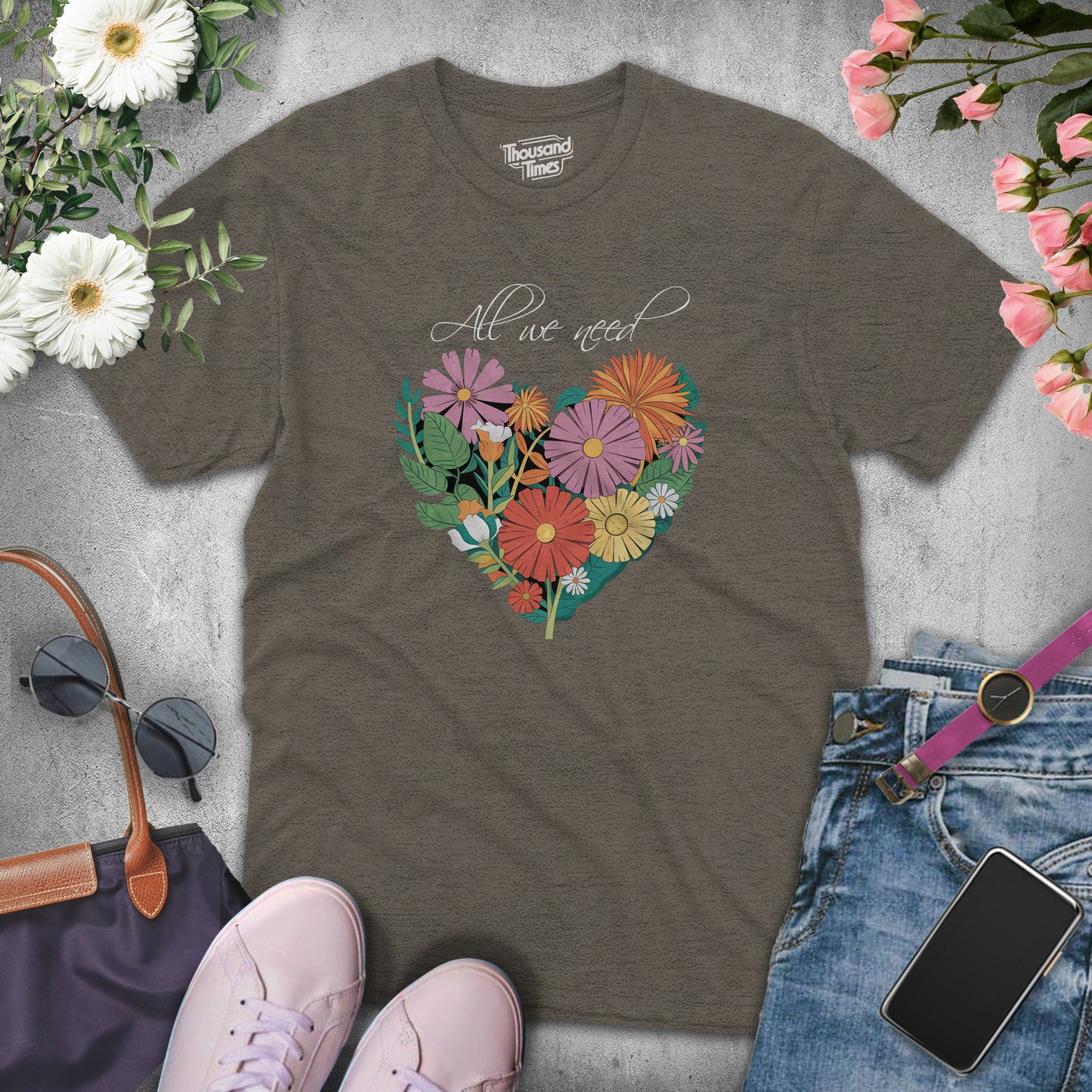 Heart Flower "All we need" women's T-Shirt