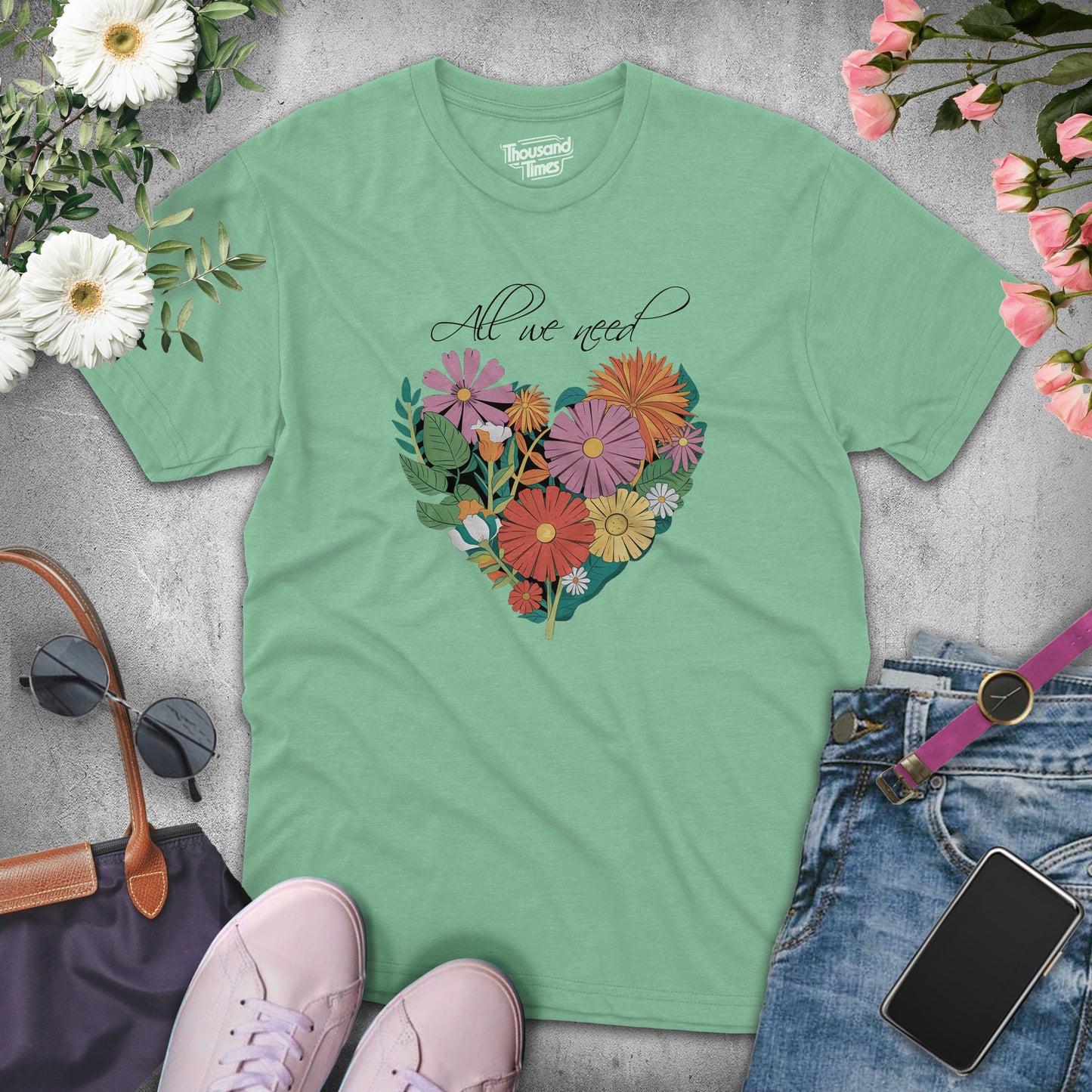 Heart Flower "All we need" women's T-Shirt