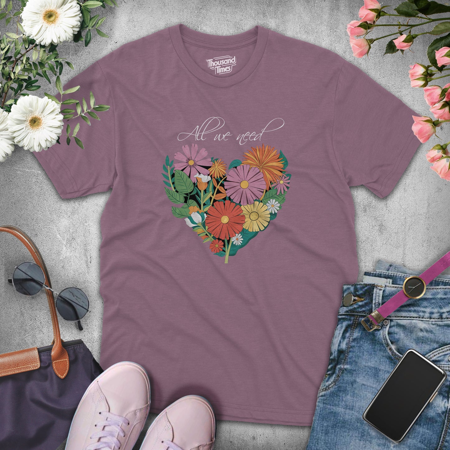 Heart Flower "All we need" women's T-Shirt