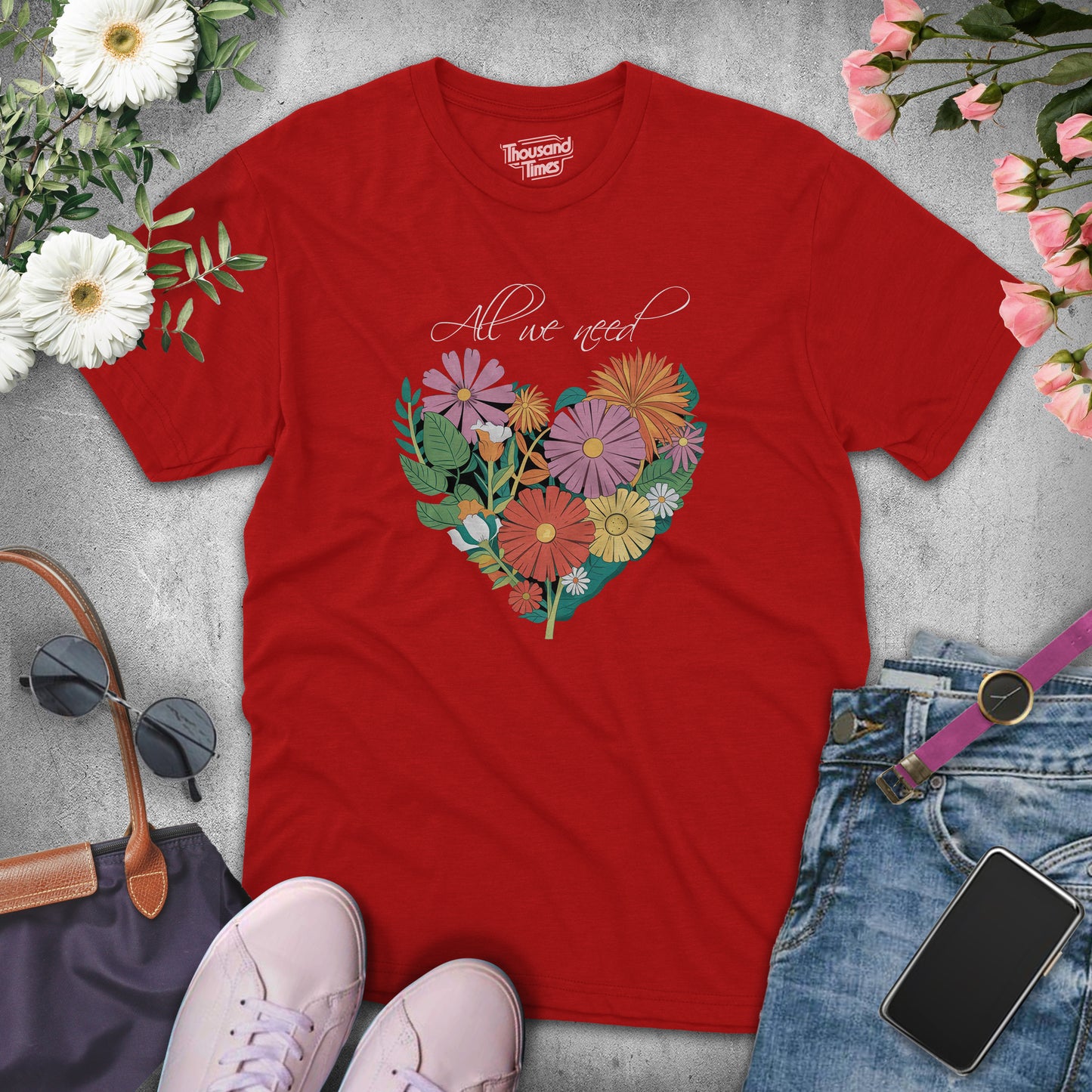 Heart Flower "All we need" women's T-Shirt