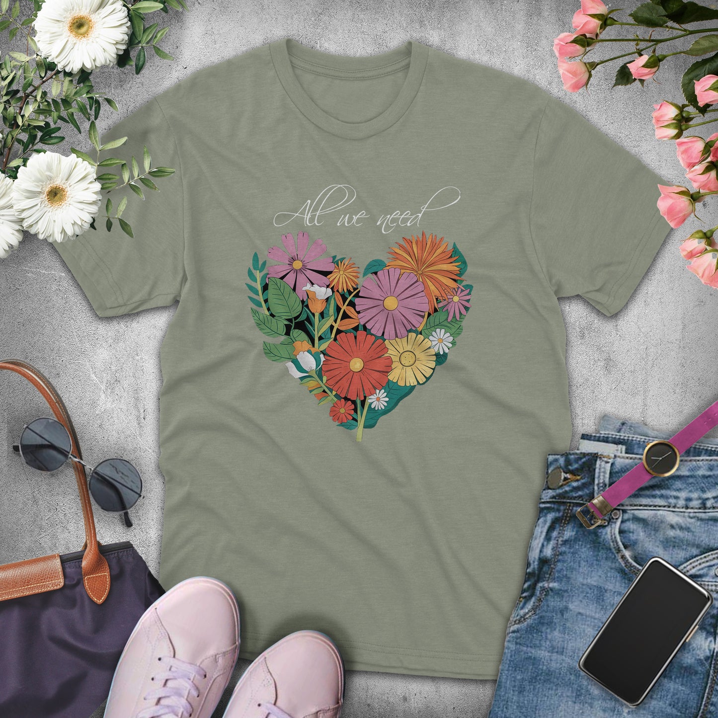 Heart Flower "All we need" women's T-Shirt