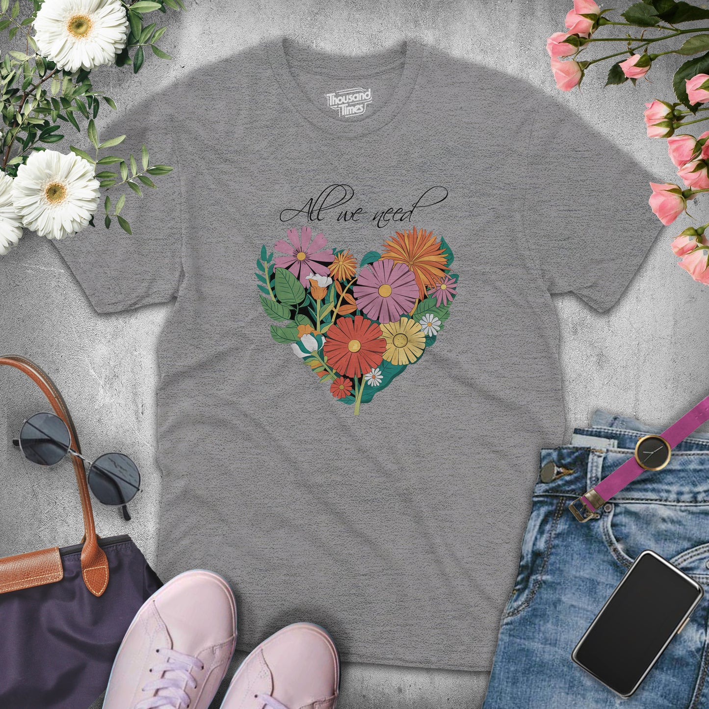 Heart Flower "All we need" women's T-Shirt