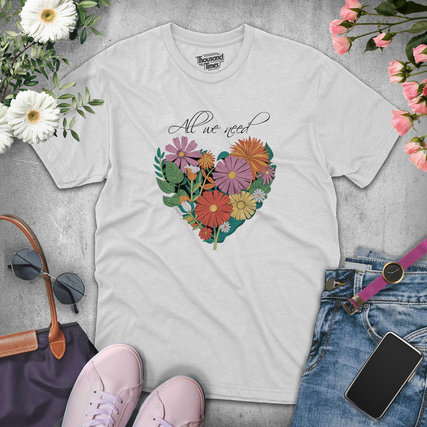 Heart Flower "All we need" women's T-Shirt