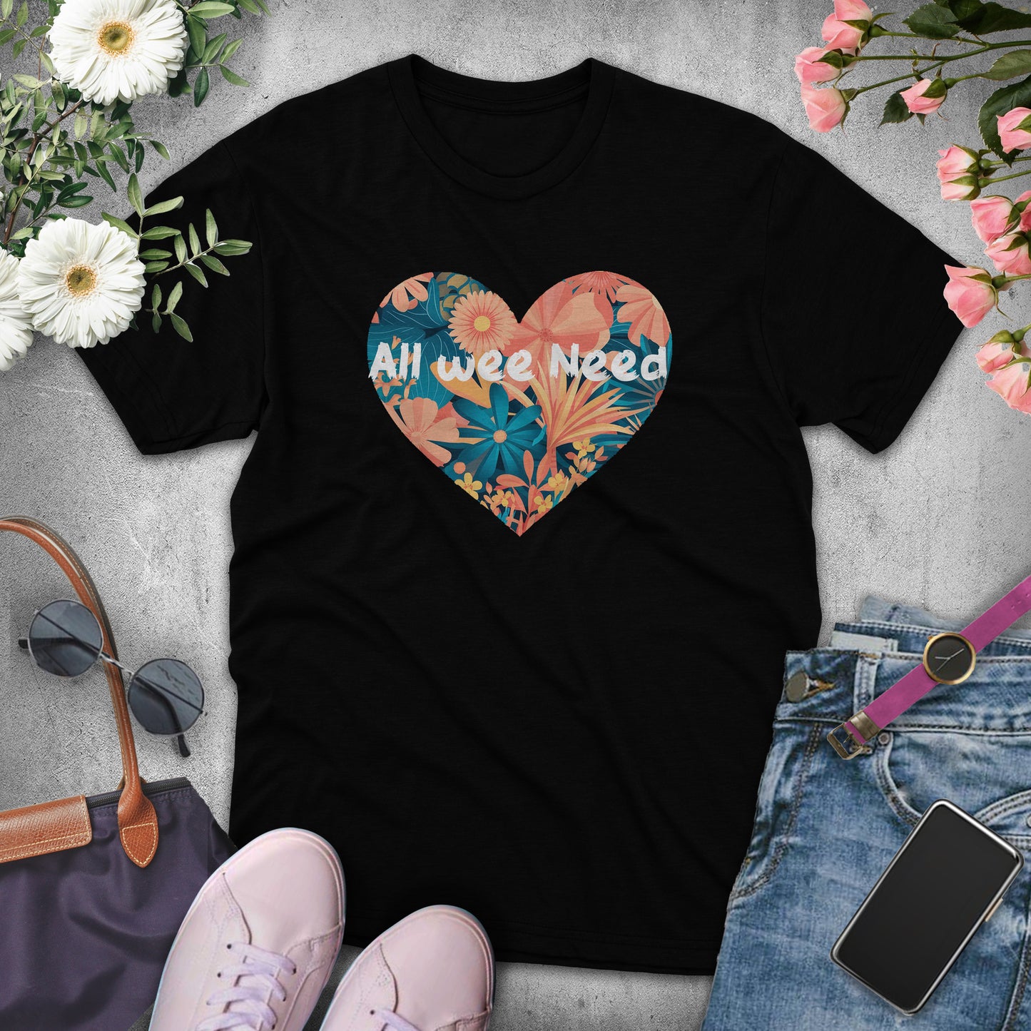 Heart Flower "All we need" women's T-Shirt