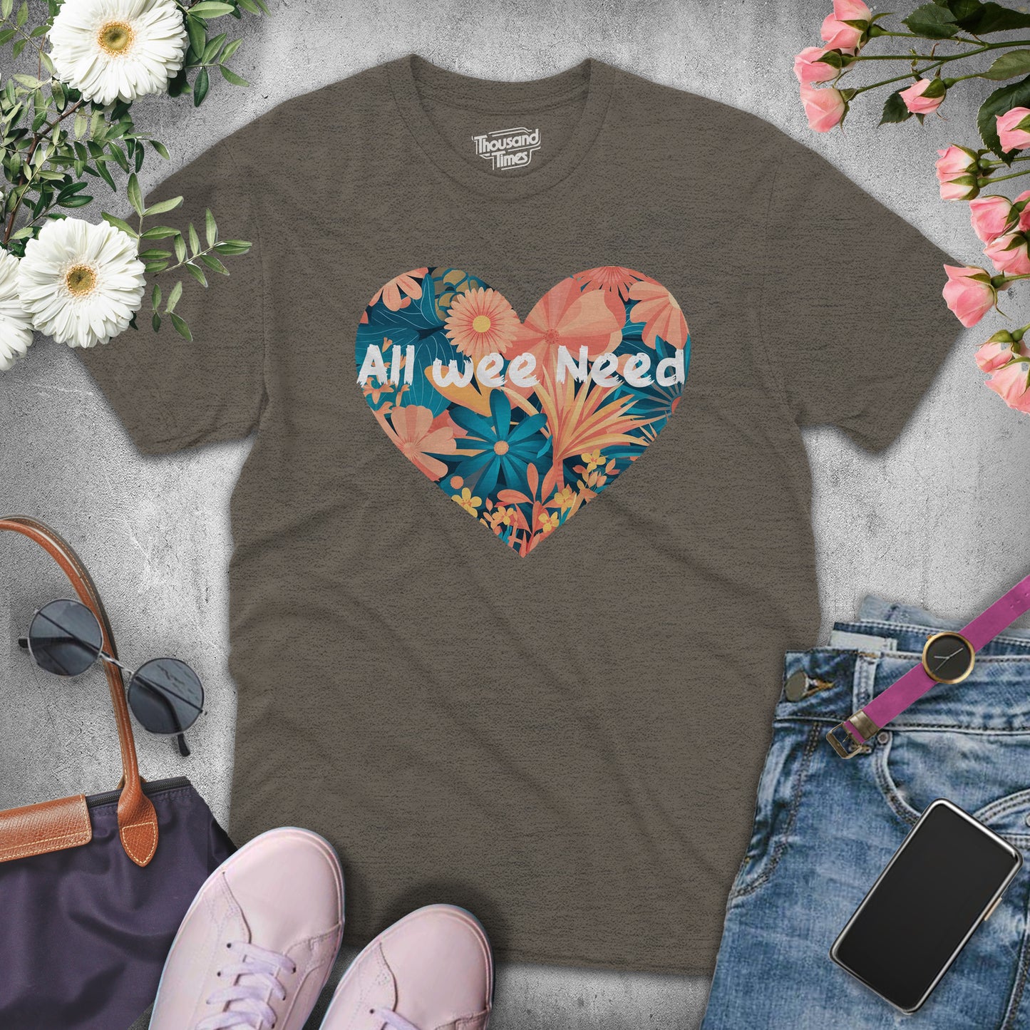 Heart Flower "All we need" women's T-Shirt