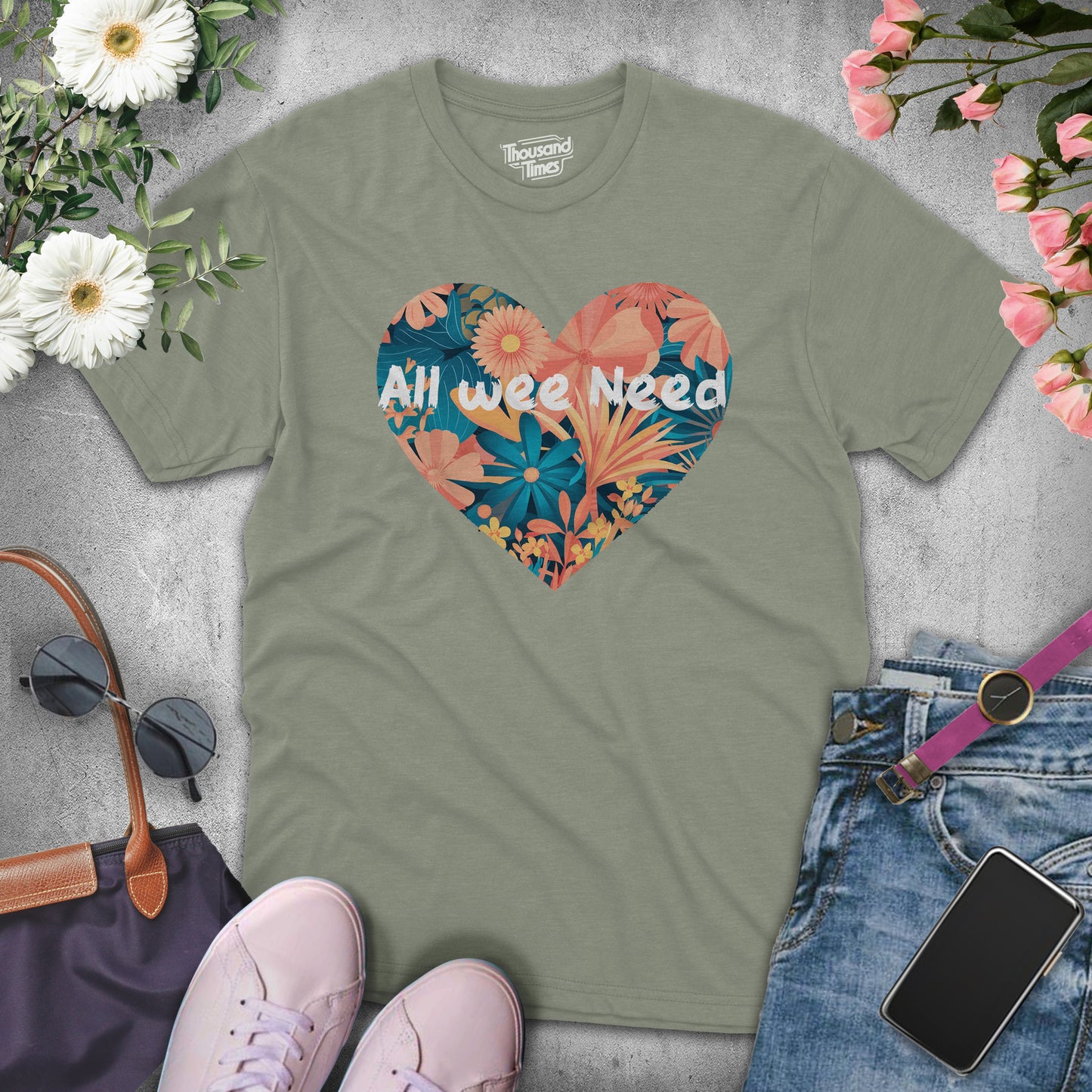 Heart Flower "All we need" women's T-Shirt