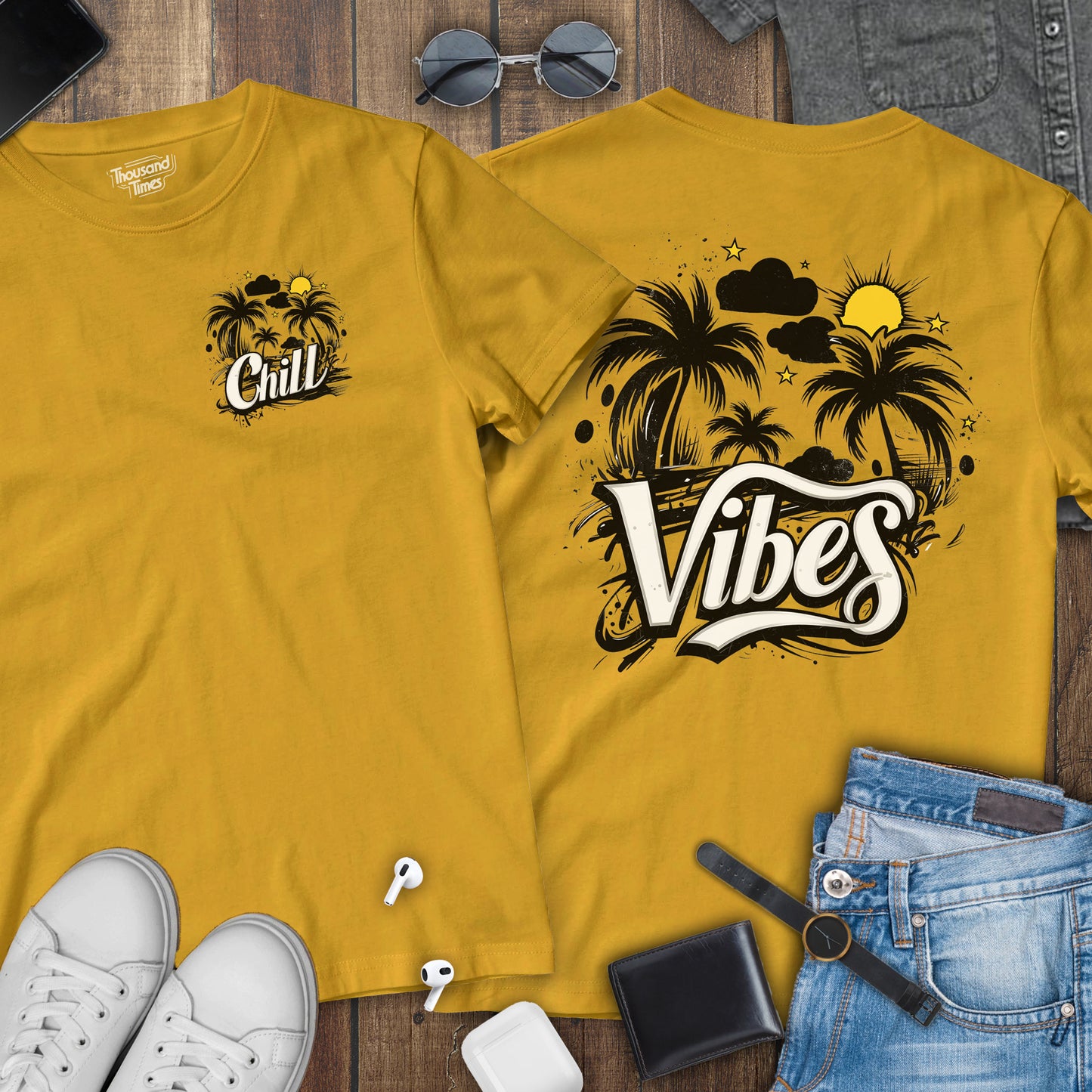 'Chill Vibes' Phrase unisex T-Shirt (Front & Back design)