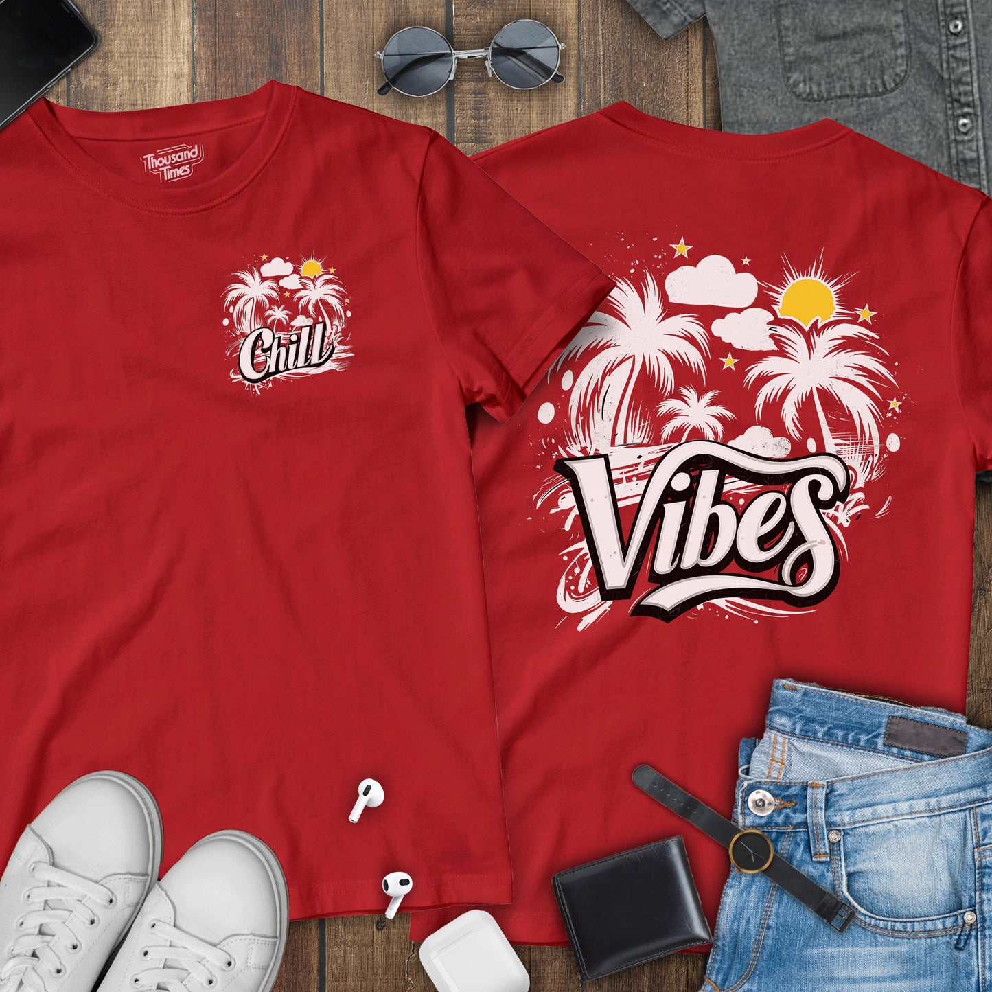 'Chill Vibes' Phrase unisex T-Shirt (Front & Back design)