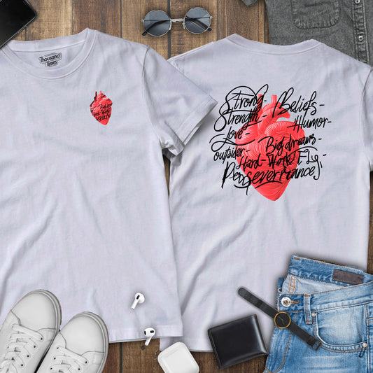 'Real Heart' unisex T-Shirt (Front and Back design)