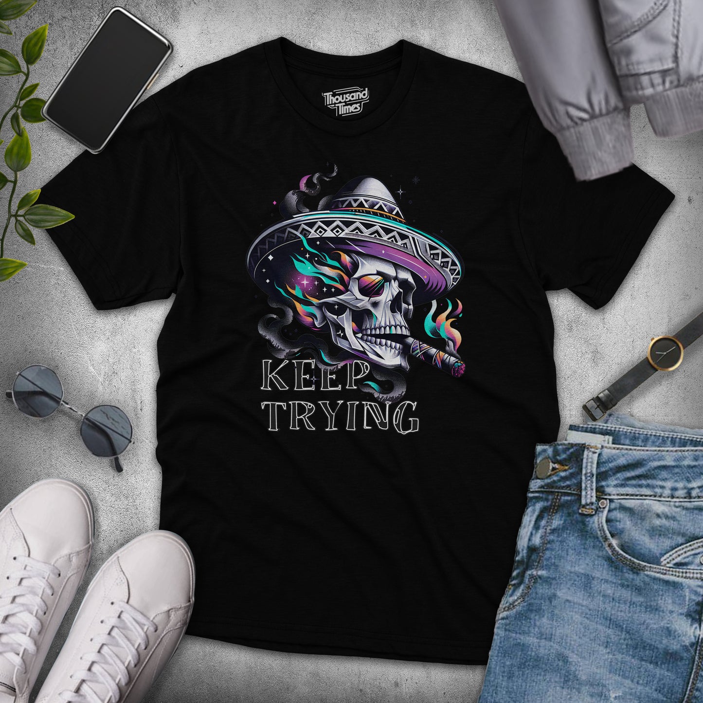 Skull "Keep Trying" unisex T-Shirt