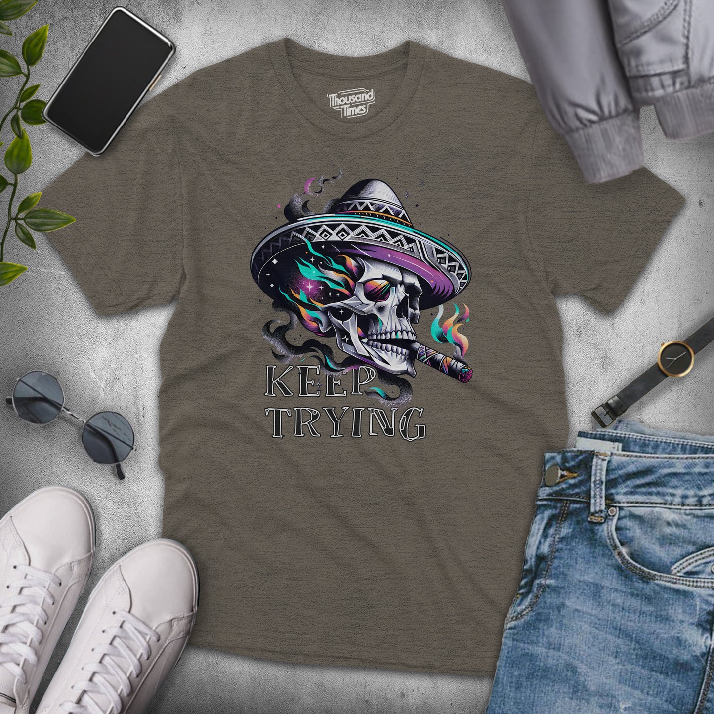 Skull "Keep Trying" unisex T-Shirt