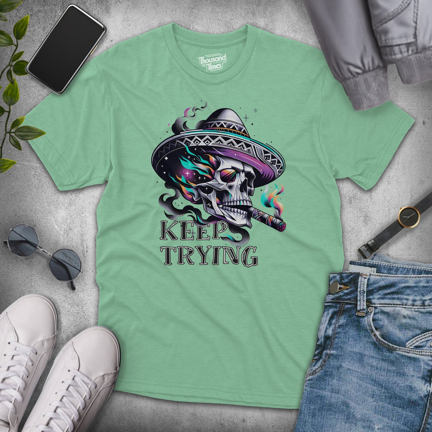 Skull "Keep Trying" unisex T-Shirt