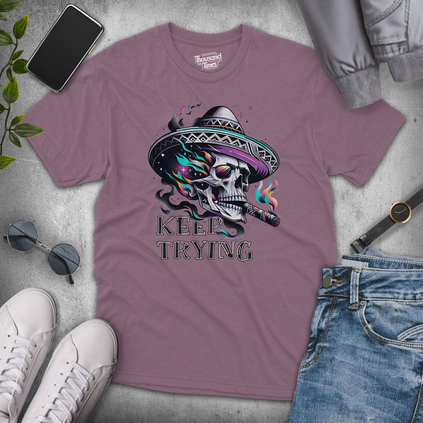 Skull "Keep Trying" unisex T-Shirt