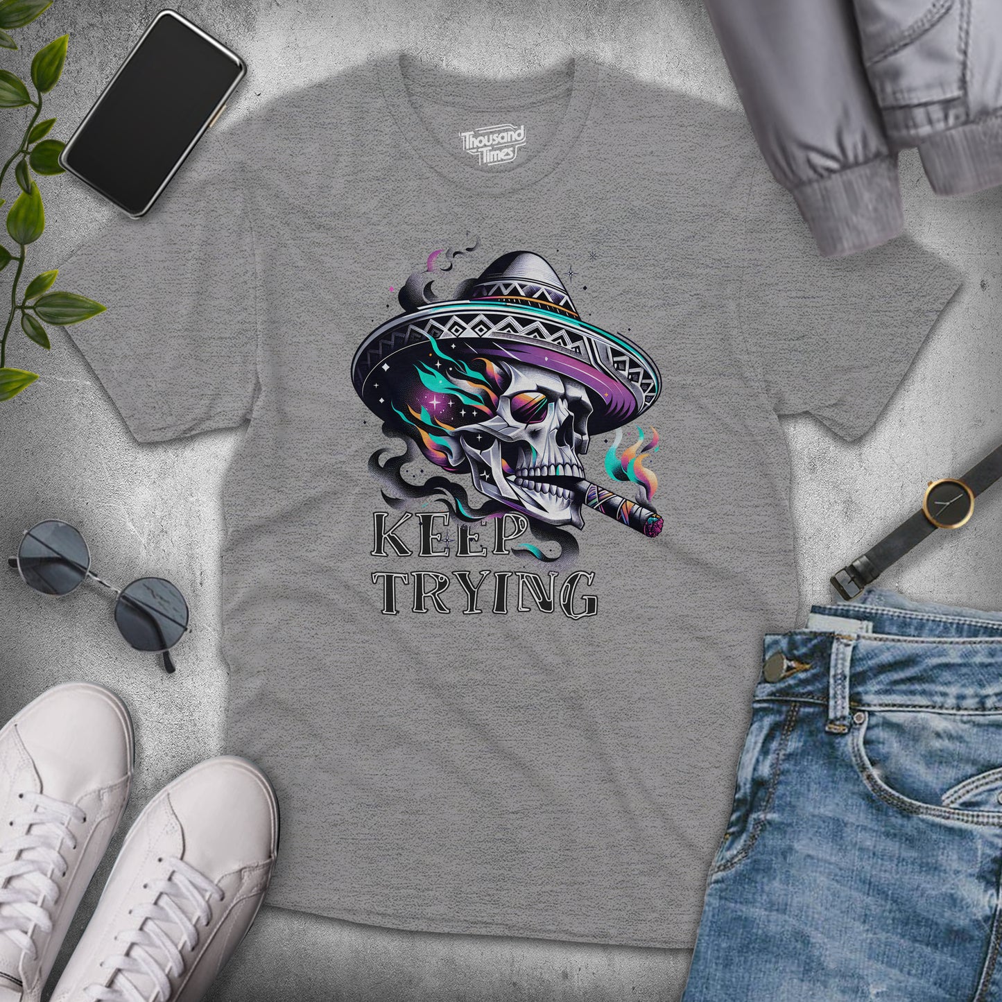 Skull "Keep Trying" unisex T-Shirt