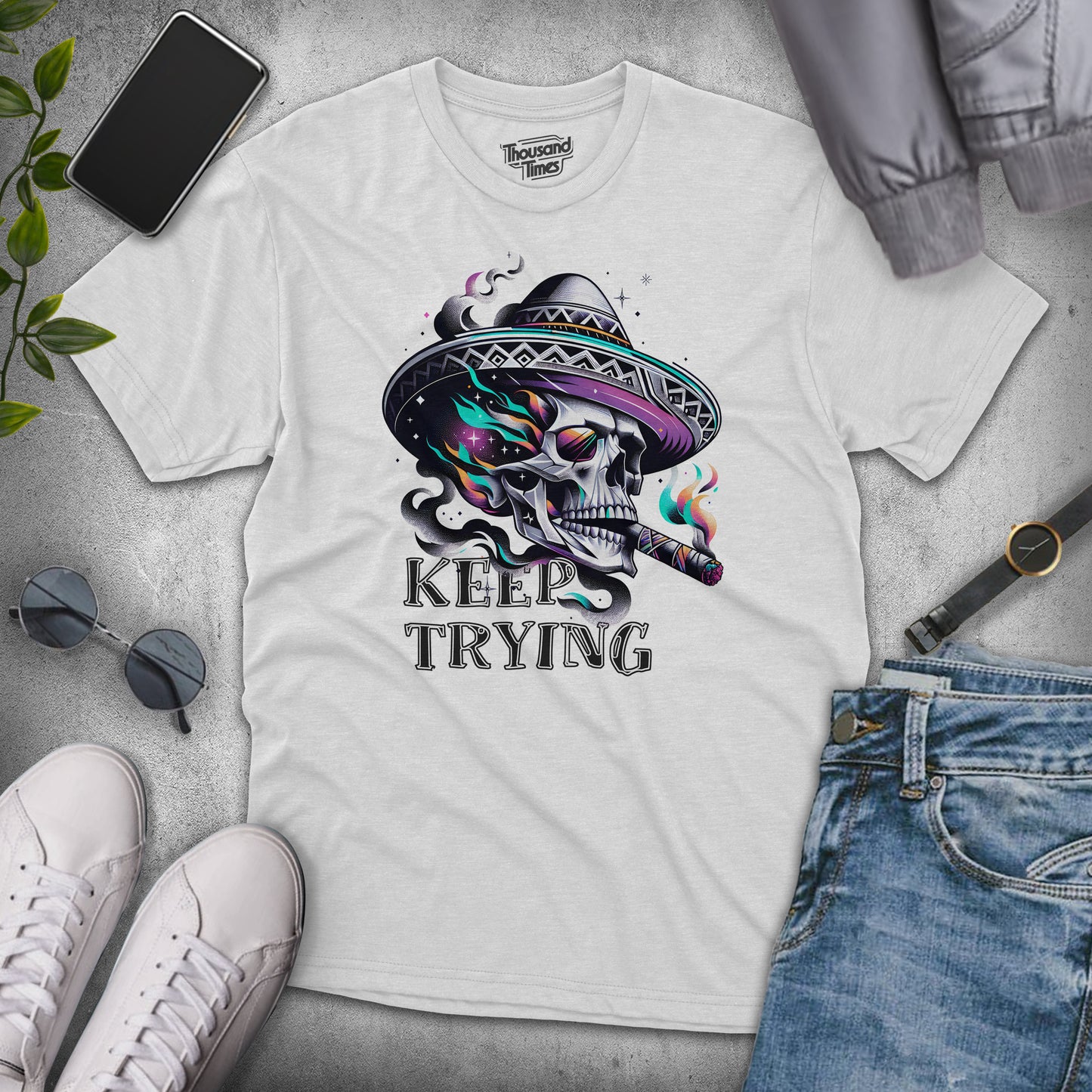 Skull "Keep Trying" unisex T-Shirt